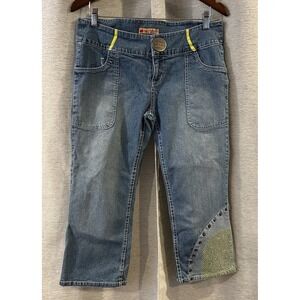 Apple Bottoms Womens Capri Jeans Size 10 Jewelled Beaded‎ Stretch